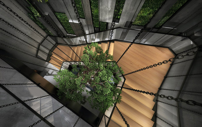 生态餐厅楼梯装修设计效果图