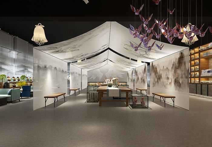 丝绸厂房展厅休息区装修设计效果图