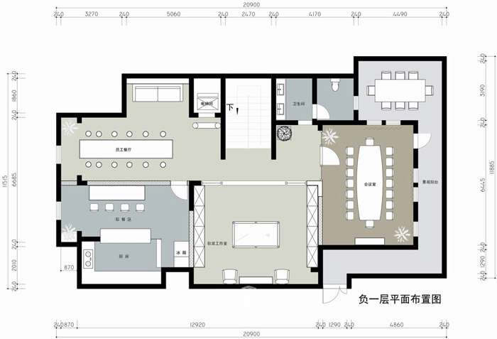 家庭办公室负一层平面图