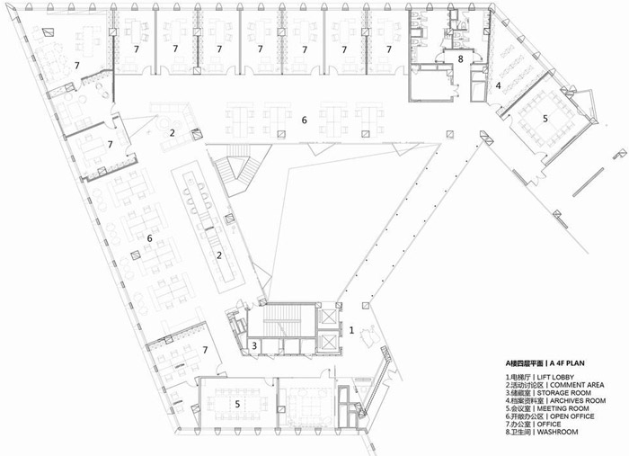 集团总部办公楼四层平面图