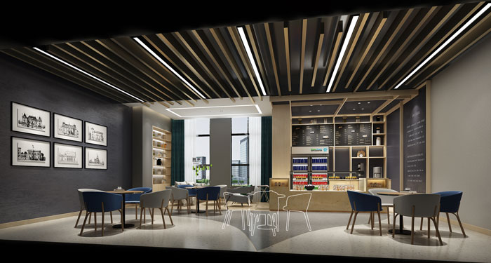 杭州环保公司办公室咖啡厅装修设计效果图