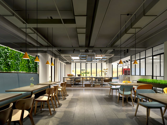 杭州智能厂房办公楼餐厅装修设计效果图